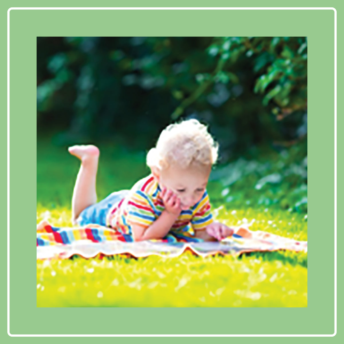 child reading a book outside