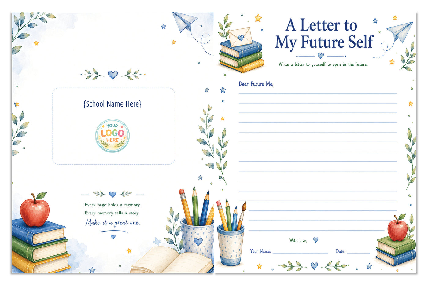 My School Year journal interior pages for students