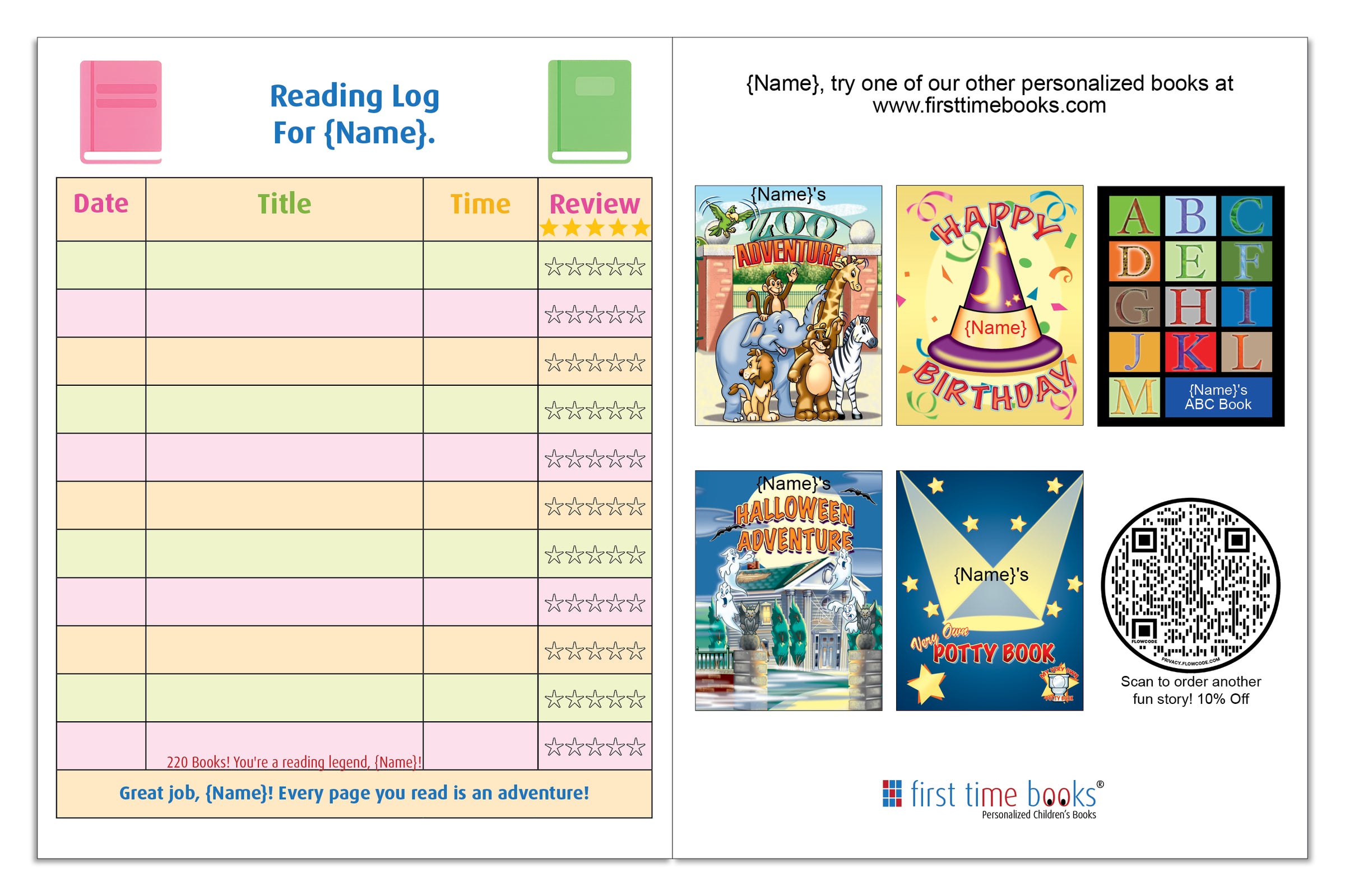 Personalized Reading Log Book for Kids
