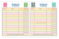 Personalized Reading Log Book for Kids