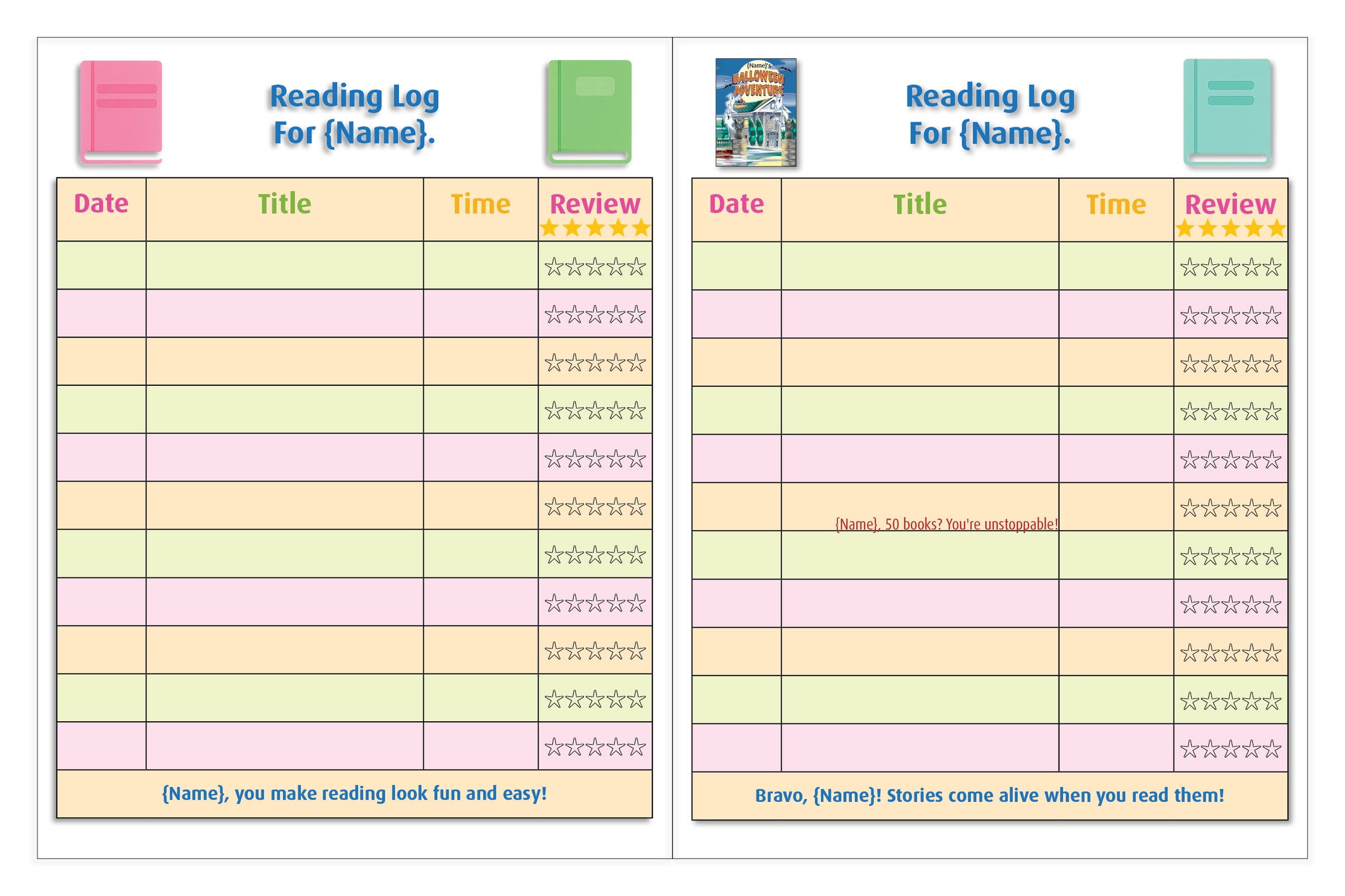 Personalized Reading Log Book for Kids