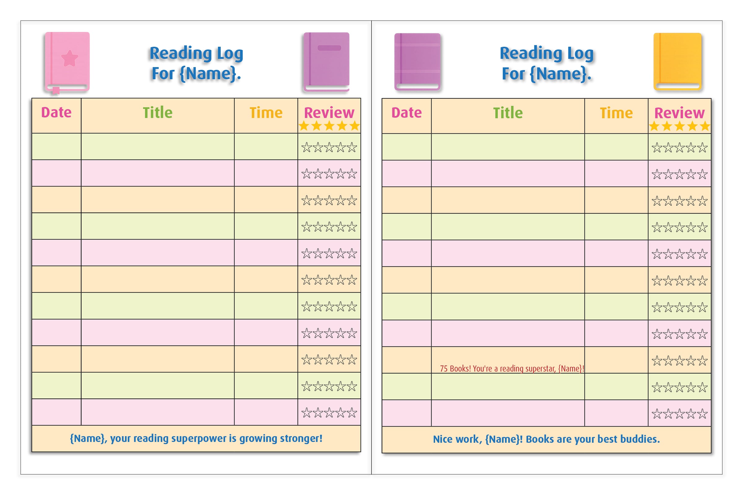 Personalized Reading Log Book for Kids