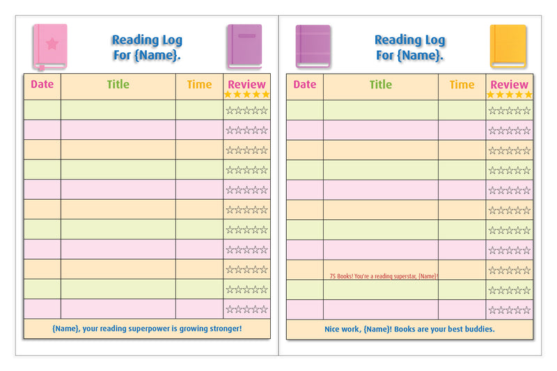 Personalized Reading Log Book for Kids | First Time Books