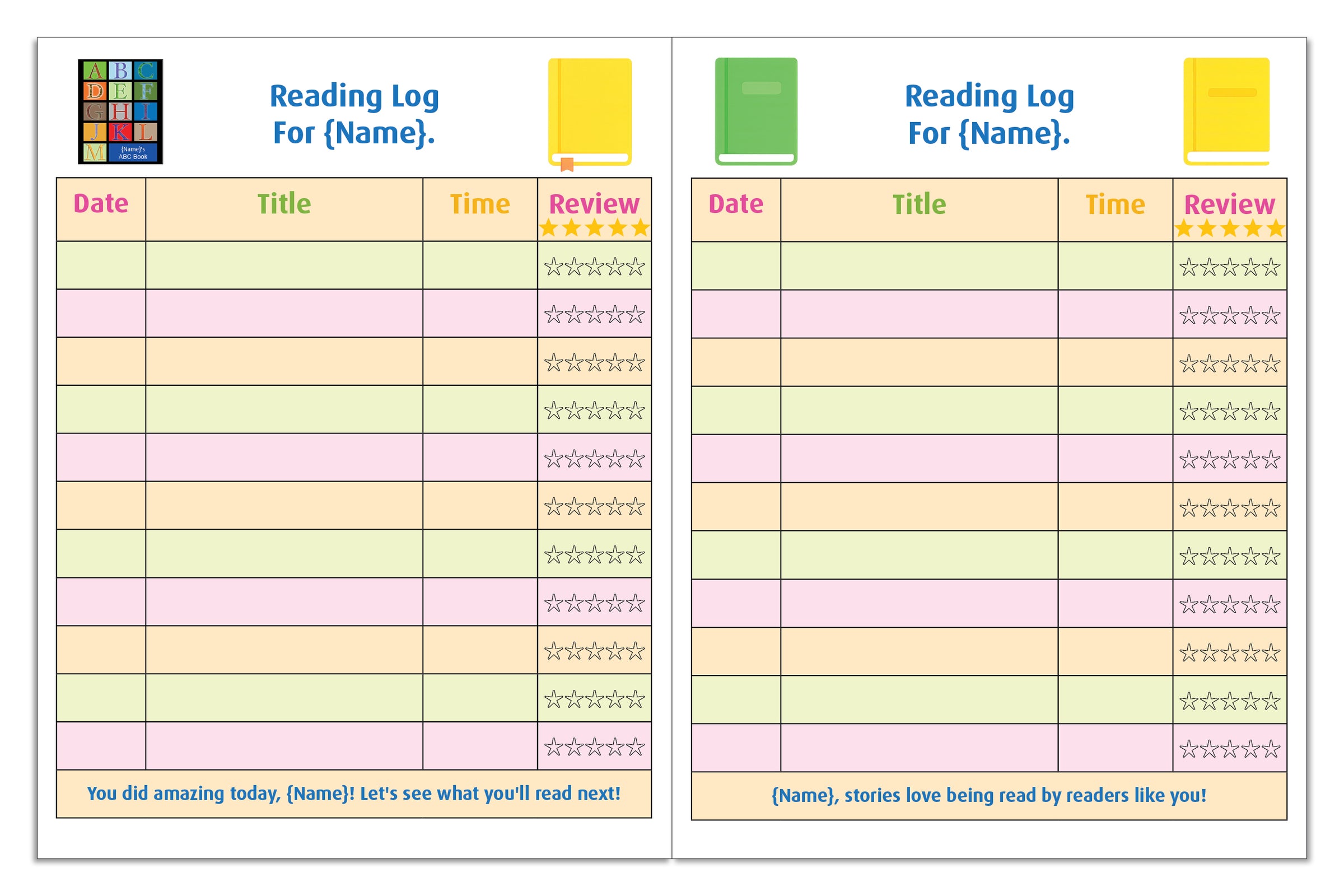 Personalized Reading Log Book for Kids