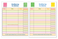 Personalized Reading Log Book for Kids