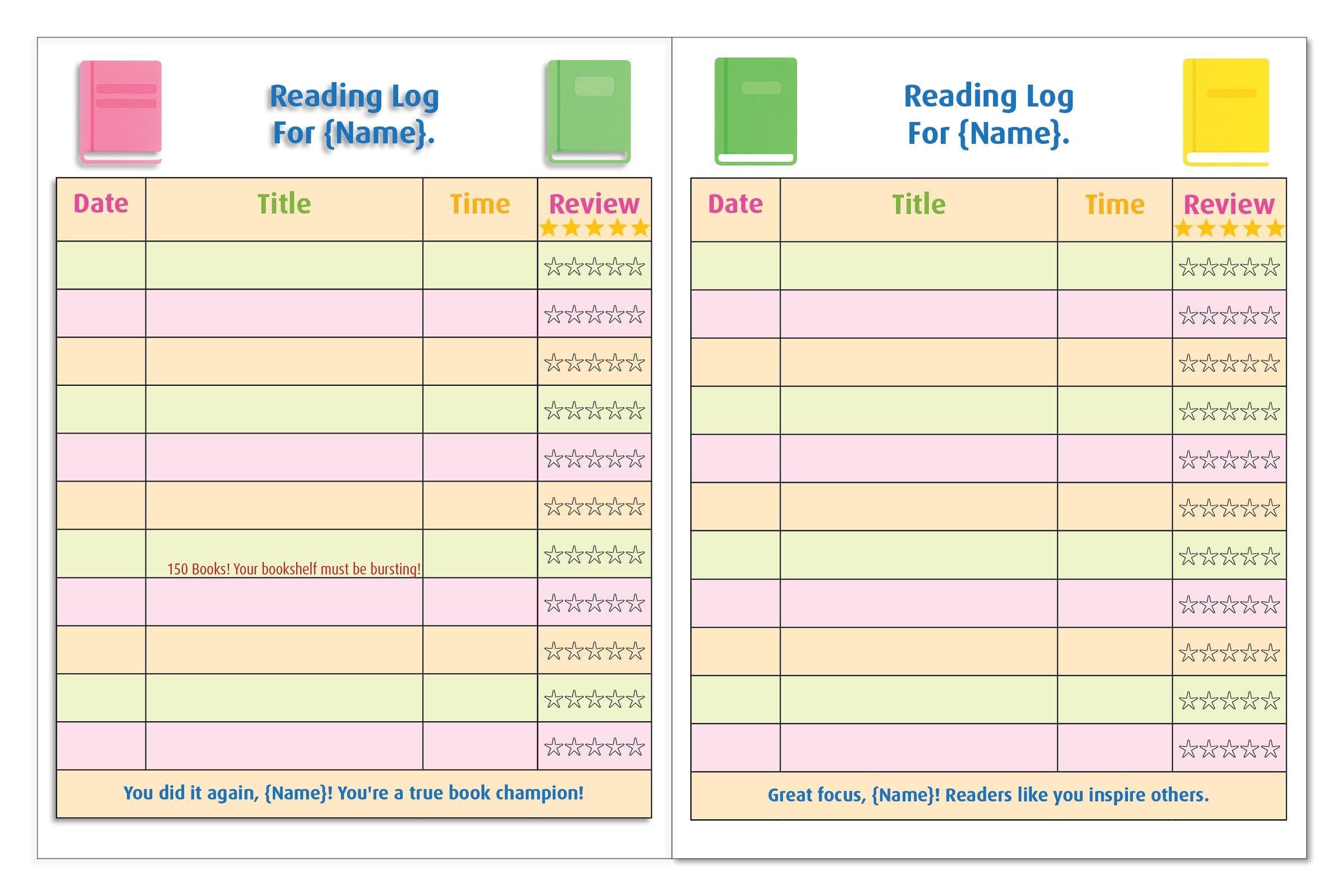 Personalized Reading Log Book for Kids