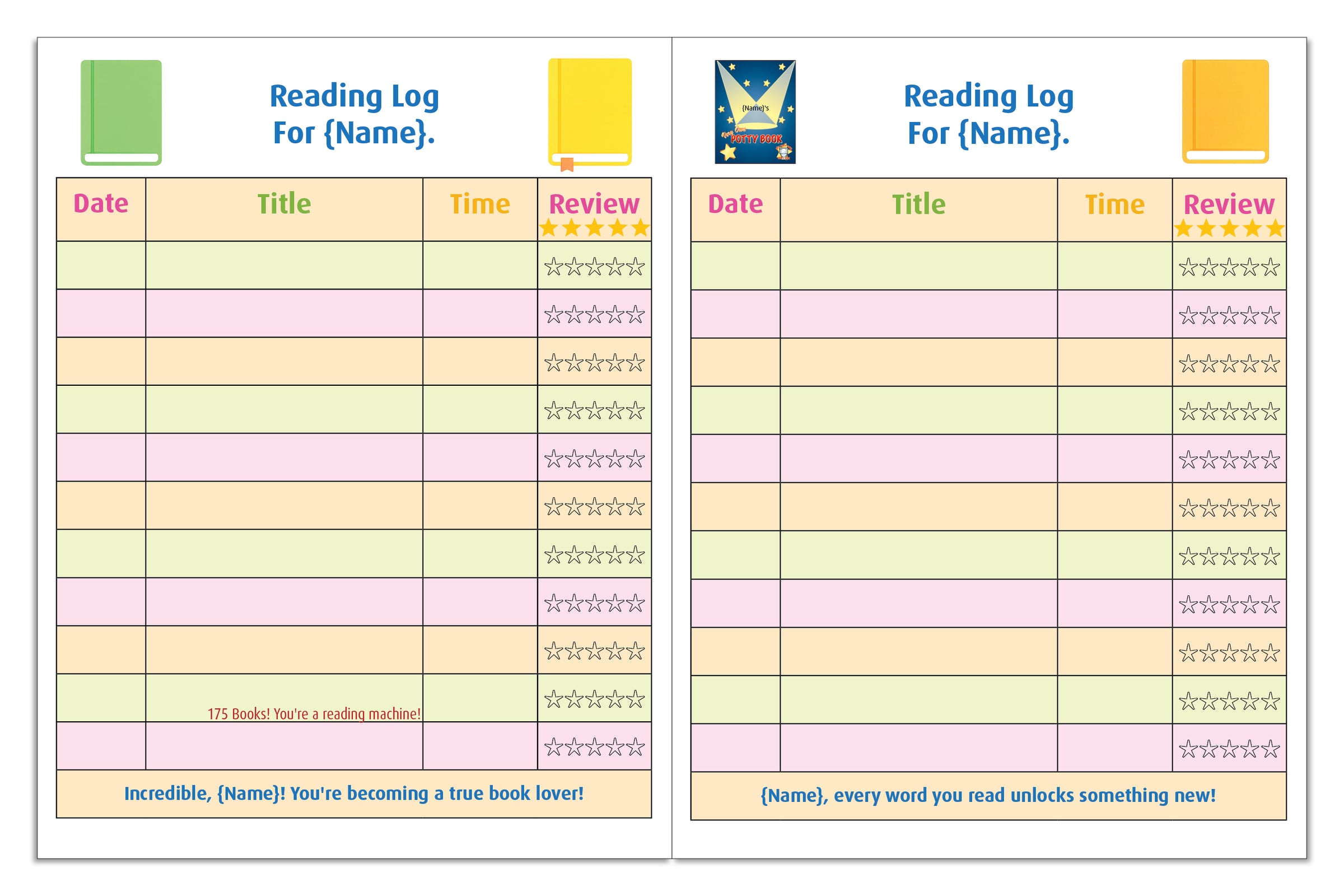 Personalized Reading Log Book for Kids