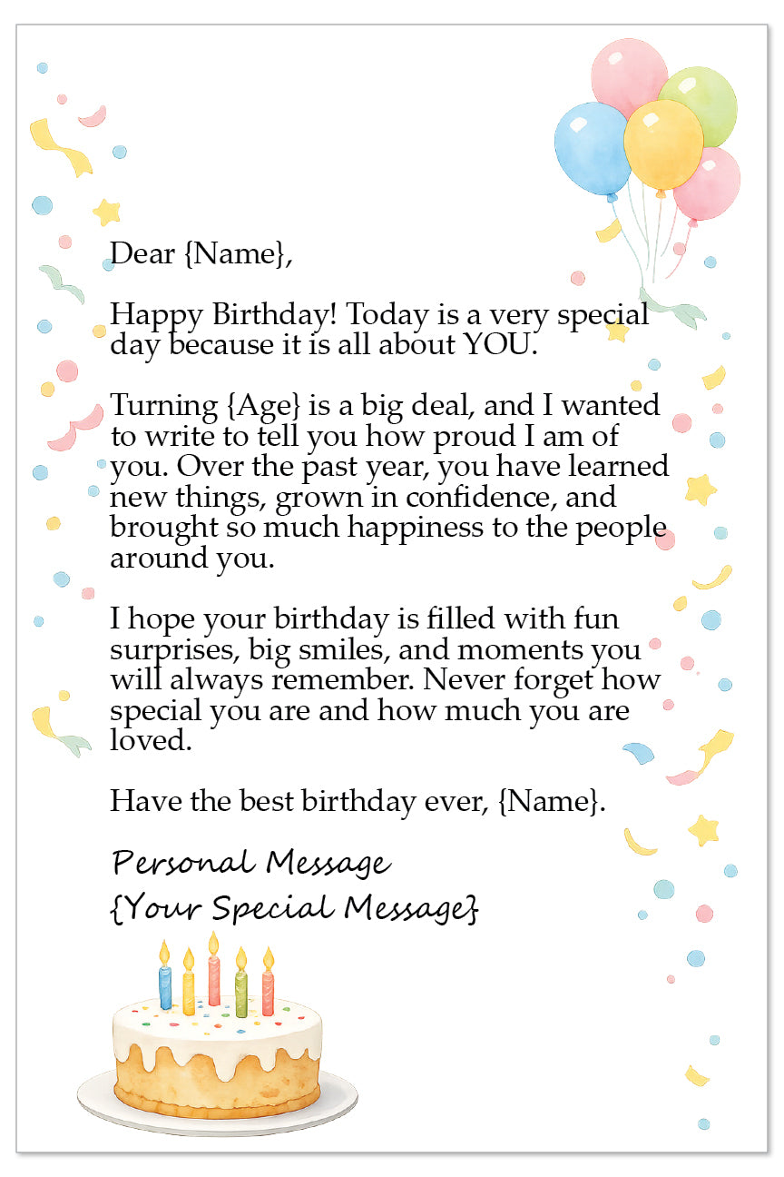 Personalized Birthday Letter