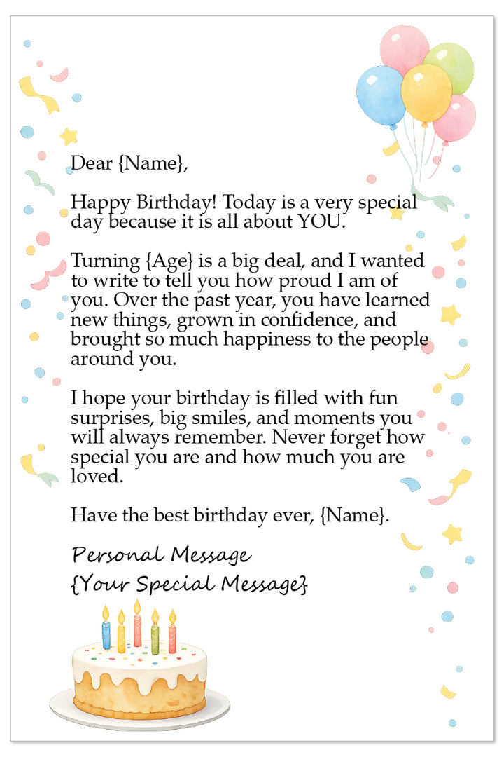 Personalized Birthday Letter