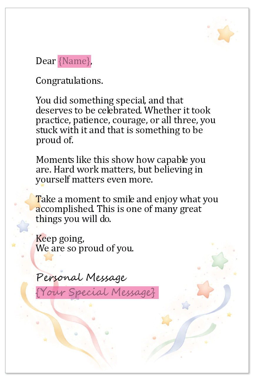 Personalized Congratulations Letter