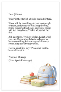Personalized First Day of School Letter