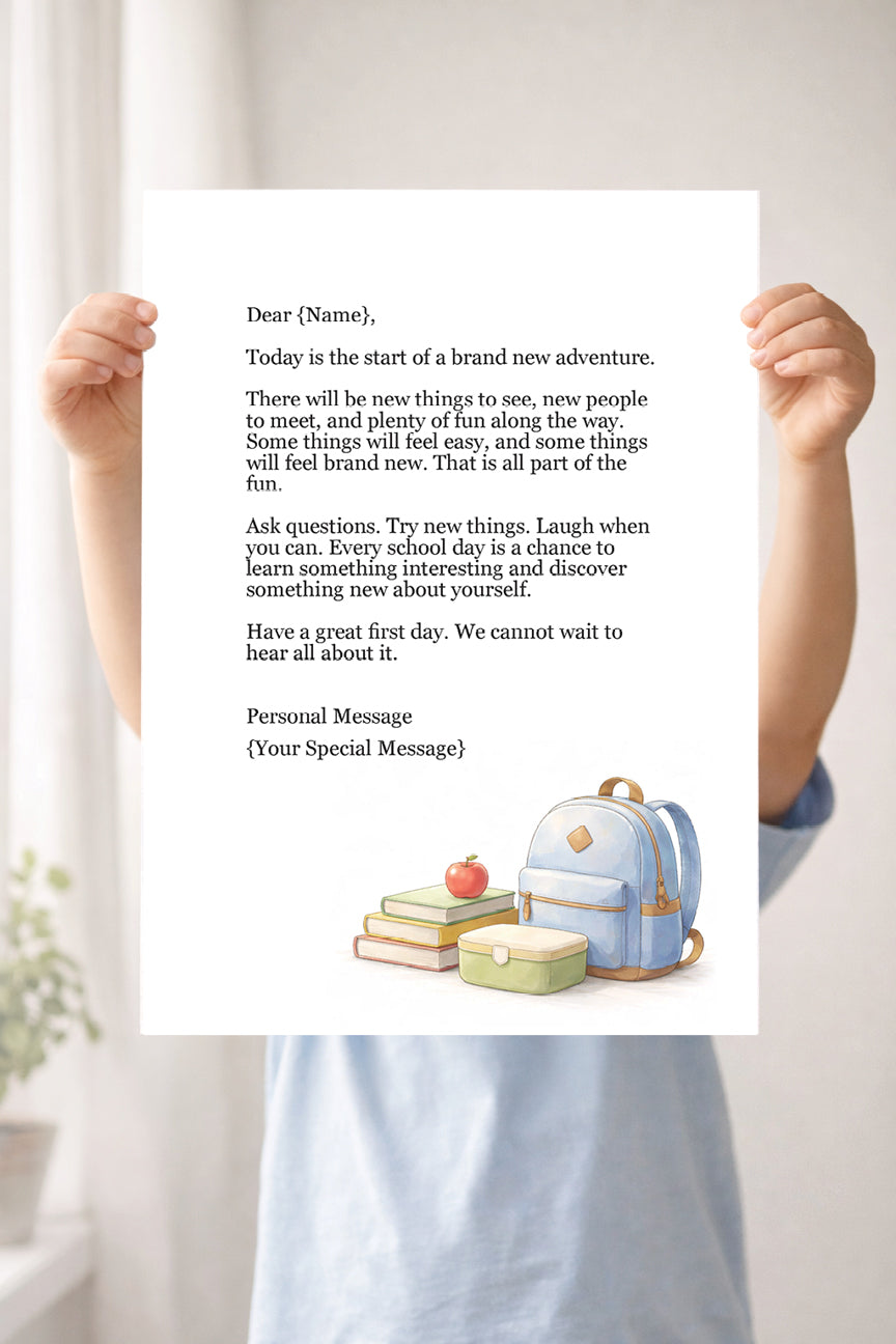 Personalized First Day of School Letter