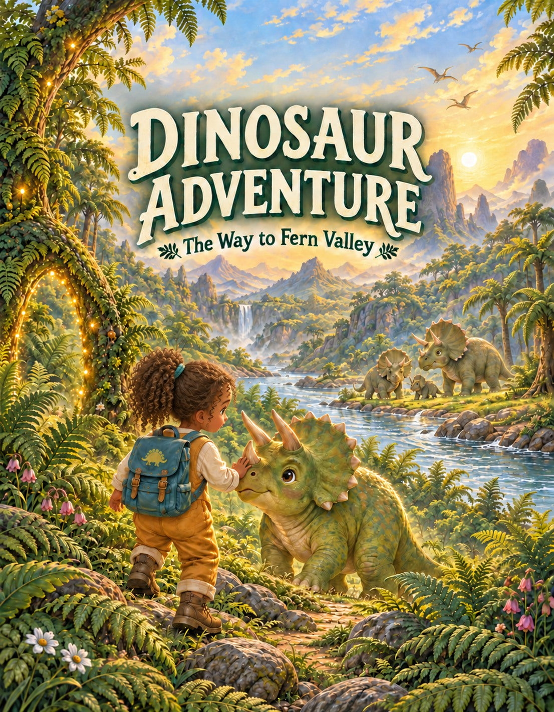 Dinosaur Adventure — sample African American girl with brown hair