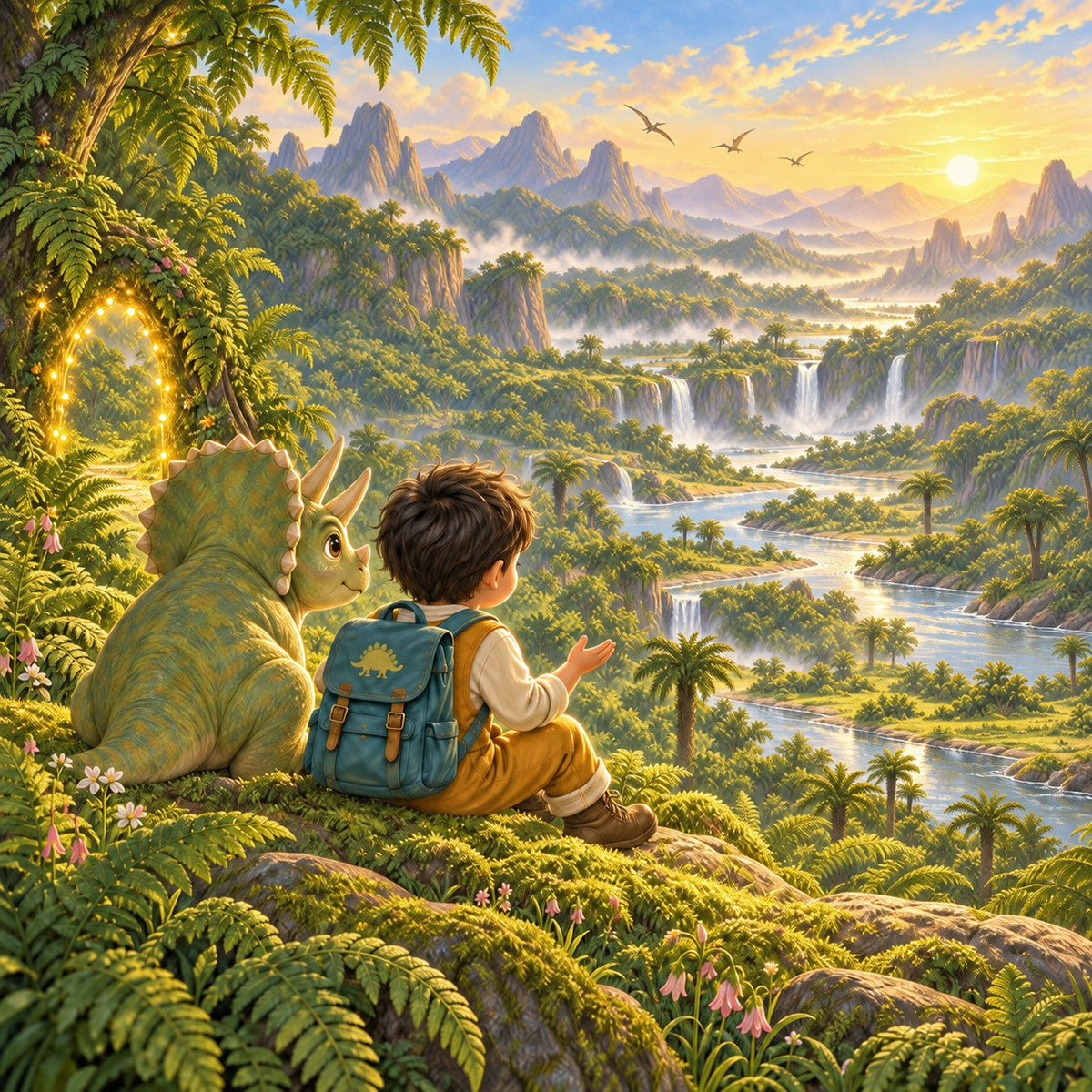 A child meets Pip, a little triceratops who needs help finding home