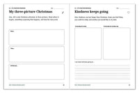 Christmas journal pages for telling a story in three pictures and drawing kind ideas for today and another day.