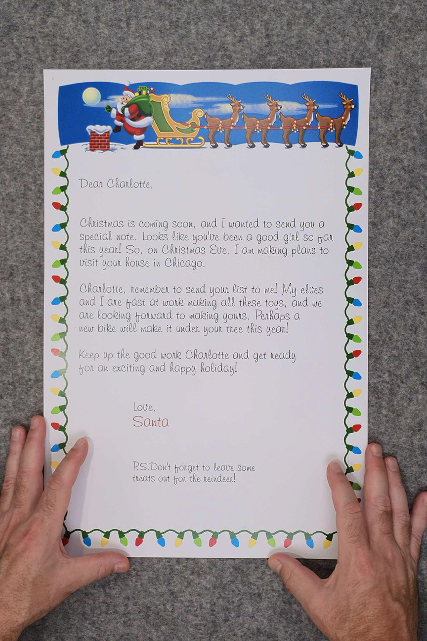 Giant Personalized Letter from Santa - 12” x 18” Custom Christmas