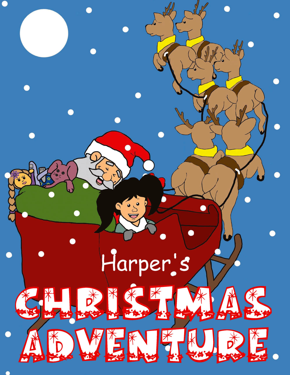 Personalized Christmas Book cover featuring the child in a North Pole adventure