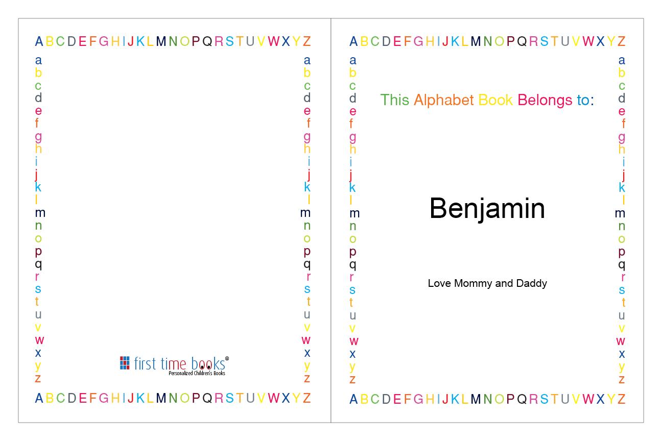 Personalized ABC Workbook ownership page with the child’s name and gift message