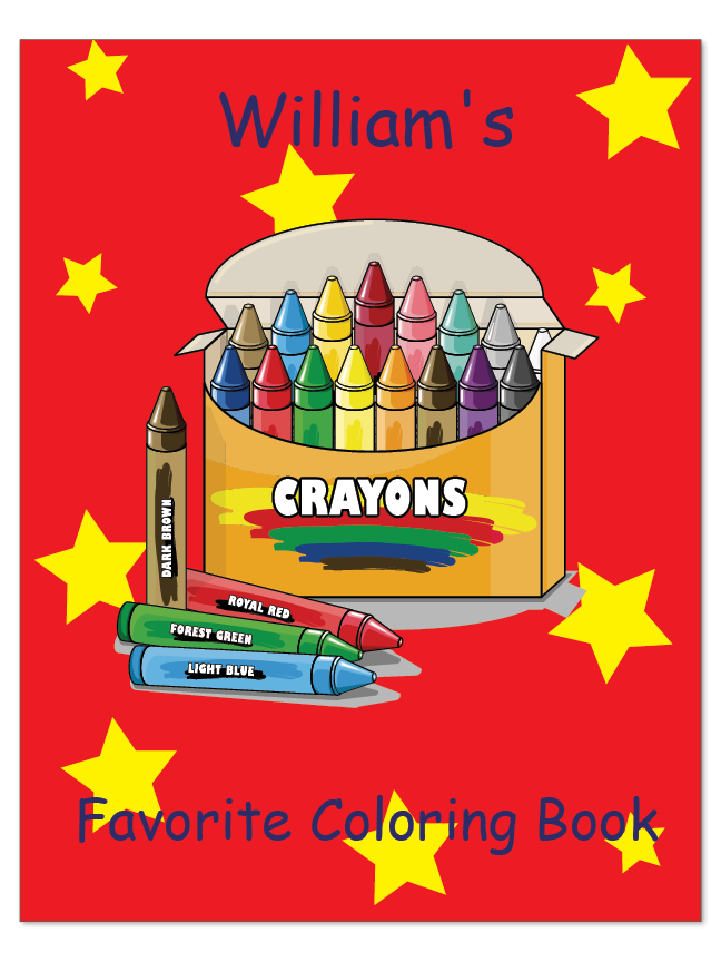 Personalized Coloring Book cover featuring the child’s first name and colorful activity illustrations